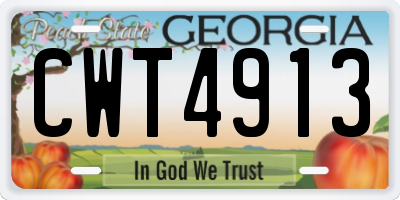 GA license plate CWT4913