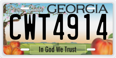 GA license plate CWT4914
