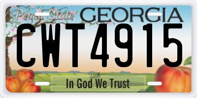 GA license plate CWT4915
