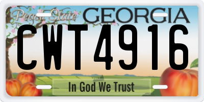 GA license plate CWT4916