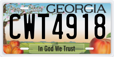 GA license plate CWT4918