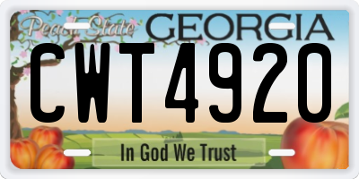 GA license plate CWT4920
