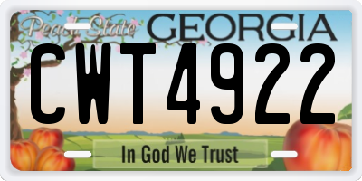 GA license plate CWT4922