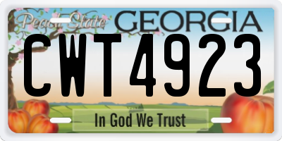 GA license plate CWT4923