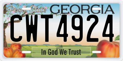 GA license plate CWT4924