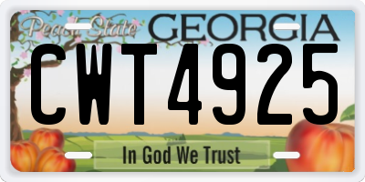 GA license plate CWT4925