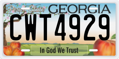 GA license plate CWT4929