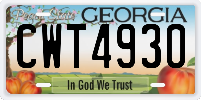 GA license plate CWT4930