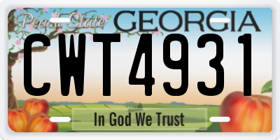 GA license plate CWT4931