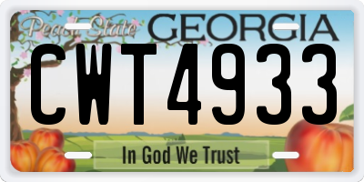 GA license plate CWT4933