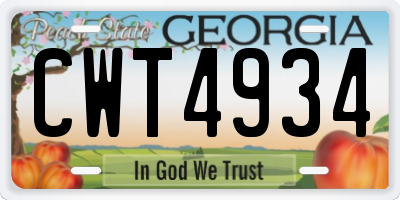 GA license plate CWT4934
