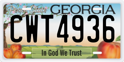 GA license plate CWT4936