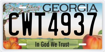 GA license plate CWT4937
