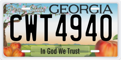GA license plate CWT4940