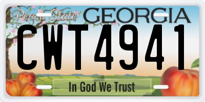 GA license plate CWT4941