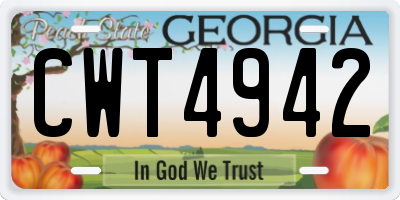 GA license plate CWT4942