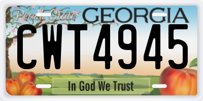 GA license plate CWT4945