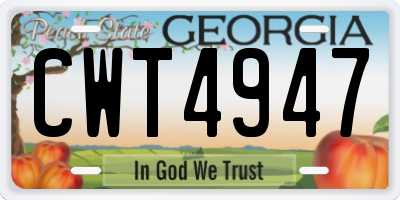 GA license plate CWT4947