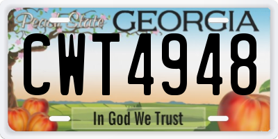 GA license plate CWT4948