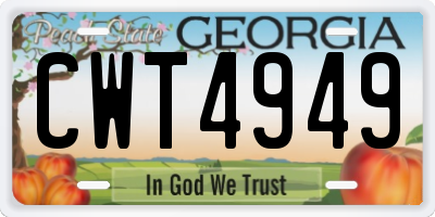 GA license plate CWT4949