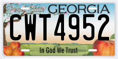 GA license plate CWT4952