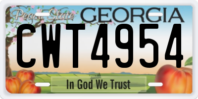 GA license plate CWT4954
