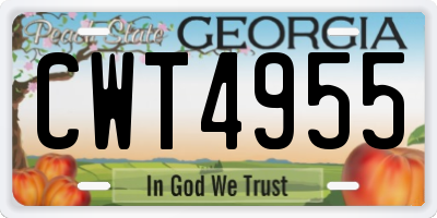 GA license plate CWT4955