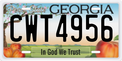 GA license plate CWT4956