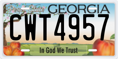 GA license plate CWT4957