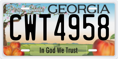 GA license plate CWT4958