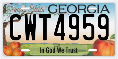 GA license plate CWT4959