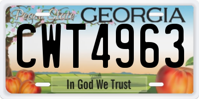 GA license plate CWT4963