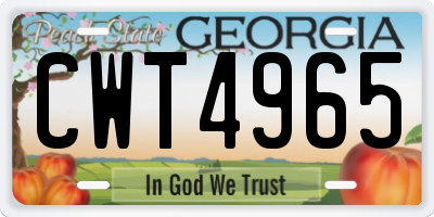 GA license plate CWT4965
