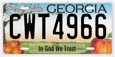 GA license plate CWT4966
