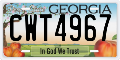 GA license plate CWT4967
