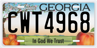 GA license plate CWT4968