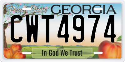 GA license plate CWT4974