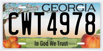 GA license plate CWT4978