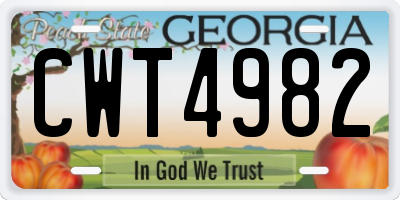 GA license plate CWT4982