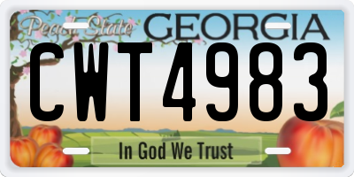 GA license plate CWT4983