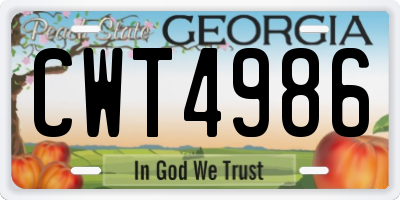 GA license plate CWT4986