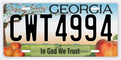 GA license plate CWT4994