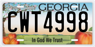 GA license plate CWT4998