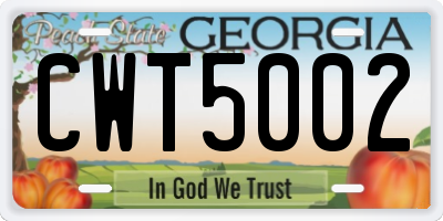 GA license plate CWT5002