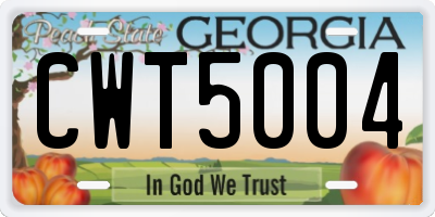 GA license plate CWT5004