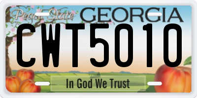 GA license plate CWT5010