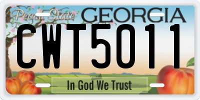 GA license plate CWT5011