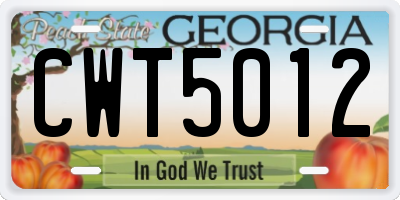 GA license plate CWT5012