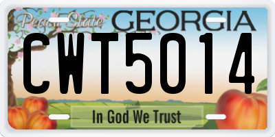 GA license plate CWT5014