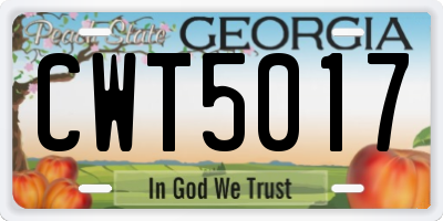 GA license plate CWT5017